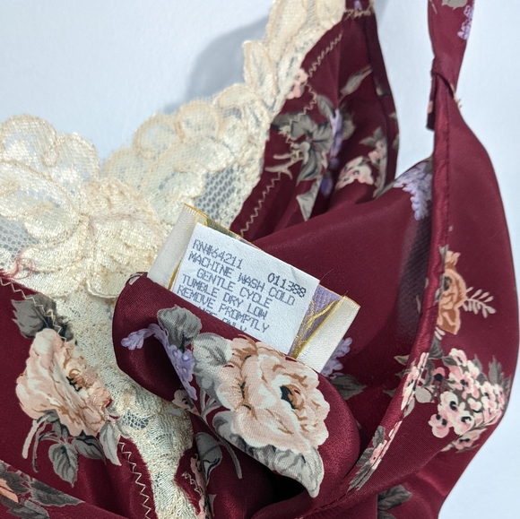 Vintage California Dynasty Purple Floral Lace Long Nightgown Slip Dress L - Picture 9 of 12